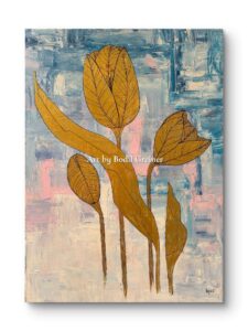 Morning Tuplips is an original artwork by Bodil Greiner. The artwork is about sunset, spring, tulips, and strentgh