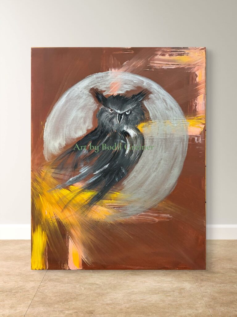 The Owl original wildlife painting by Bodil Greiner