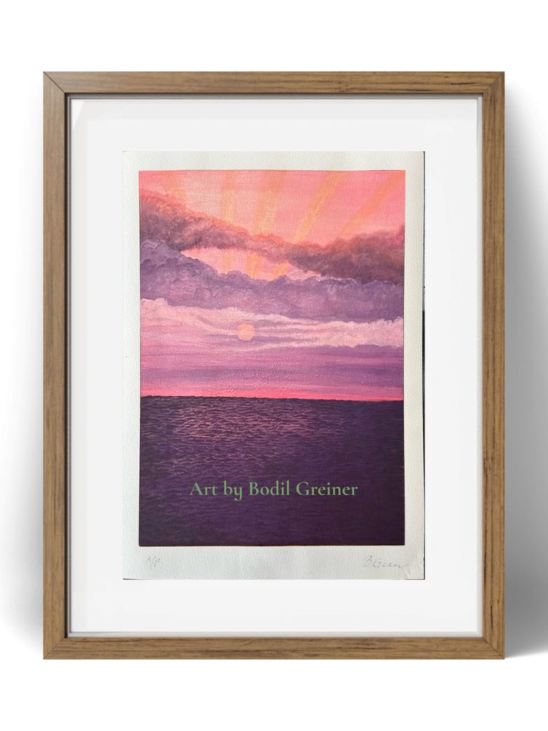 Quiet Horizon VIII original Fine Art Print - limited edition by Bodil Greiner, featuring a soft and romantic sky in, soft pink, purple and warm tones.