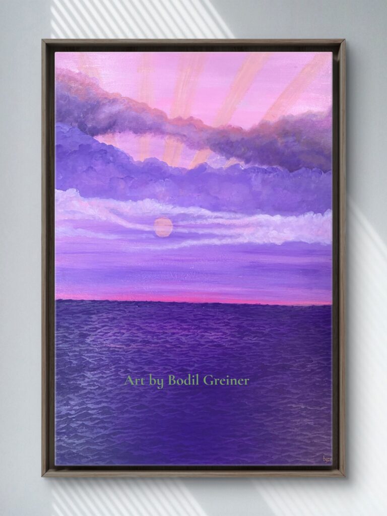 Quiet Horizon VIII original Fine Art Print - limited edition by Bodil Greiner, featuring a soft and romantic sky in, soft pink, purple and warm tones.