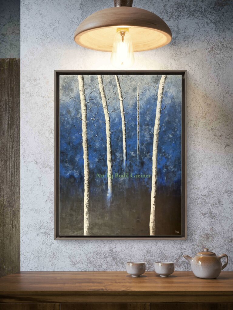 Season II – Frost – original winter forest painting by Bodil Greiner