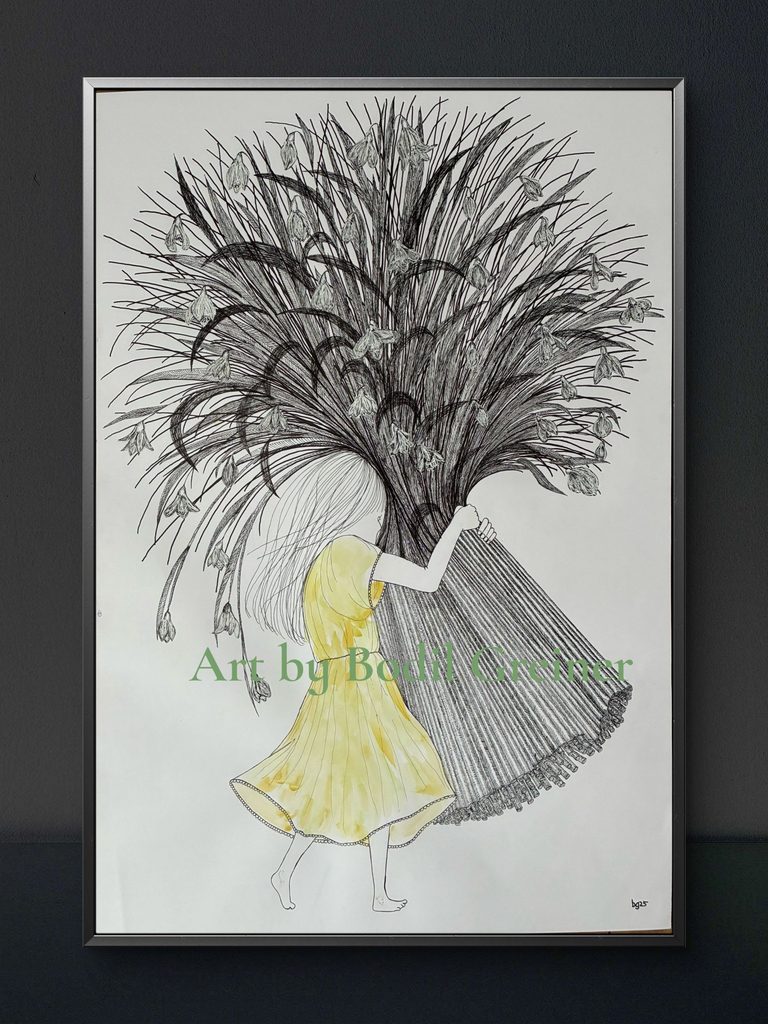 Vera's Joy original nature inspired pen and ink drawing by Bodil Greiner